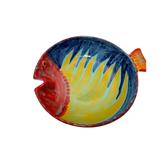 Italica ARS Hand Painted Fish Shaped 9” Bowl Made In Italy - Picture 4 of 8